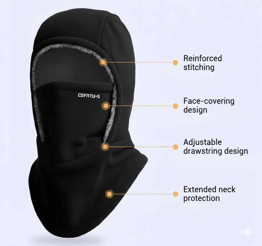 Windproof Fleece Balaclava for Face and Neck. ArctiMax™